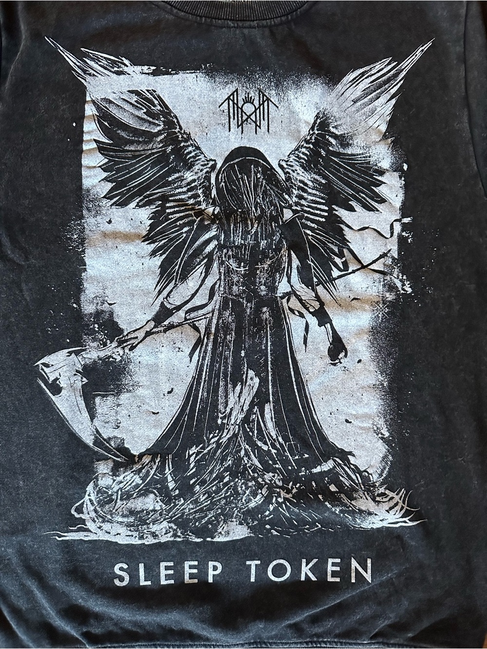 🆕 Hot Topic Black Sleep Token Angel Graphic Crew Sweatshirt Unisex - Picture 2 of 8